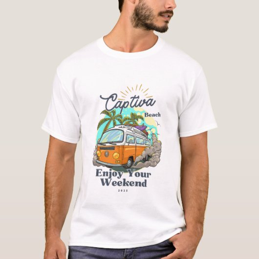 Retro Van Captiva Beach Weekend Vibes T-shirt (Voorkant)