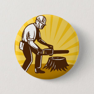 retro van de chirurg chainzaag ronde button 5,7 cm