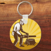 retro van de chirurg chainzaag sleutelhanger (Voorkant)
