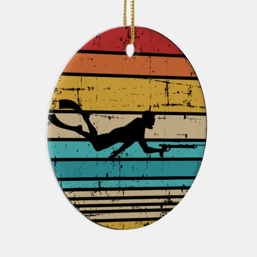  retro van de SpearFishing Keramisch Ornament (Rechts)