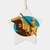 Retro van de wasmachine van de machinist keramisch ornament (Rechts)