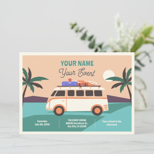 Retro van de zomer reizen kaart (Staand voorkant)