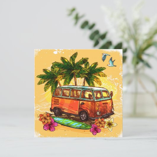 Retro Van Feestdagenkaart (Staand voorkant)