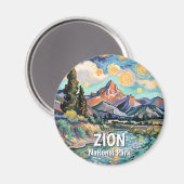 Retro Van Gogh Zion Watchman Virgin River Colorful Magneet (Voorkant / Achterkant)