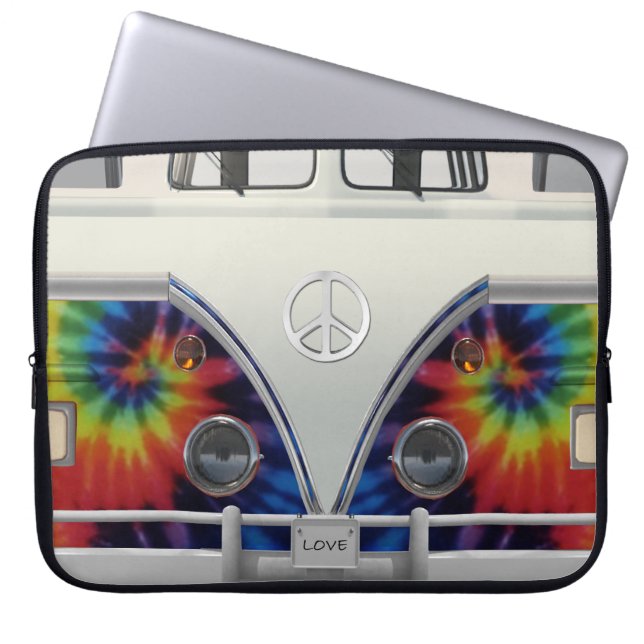 Retro Van Laptoptas met "LOVE" License Bord Laptop Sleeve (Voorkant)