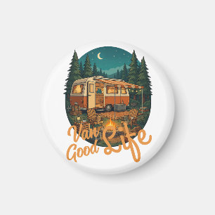 Retro Van Leven Goed Leven Avontuur Kamperen Badge Magneet
