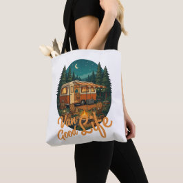 Retro Van Leven Goed Leven Avontuur Kamperen Badge Tote Bag