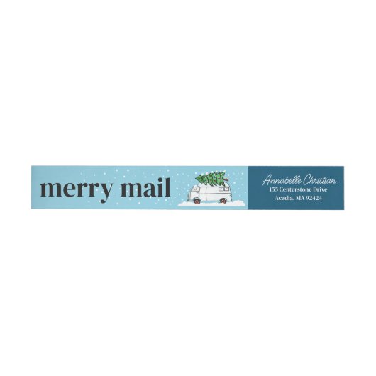 Retro Van Merry Mail Kerstboom Sneeuw Winter (Individueel)