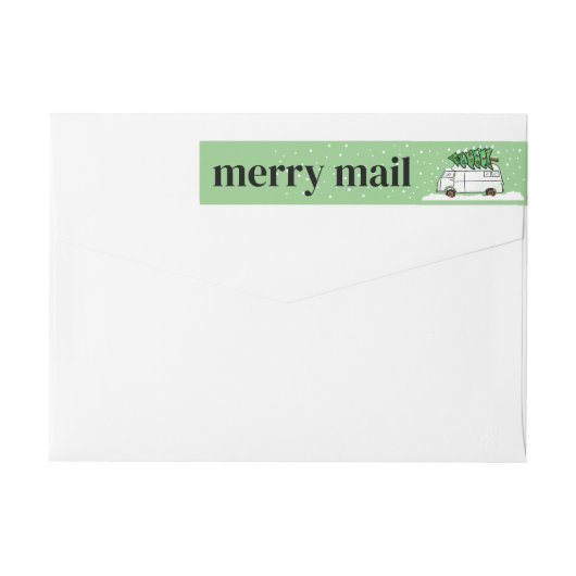 Retro Van Merry Mail Kerstmis Groen en Rood (Achterkant)
