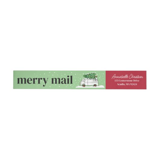 Retro Van Merry Mail Kerstmis Groen en Rood (Individueel)