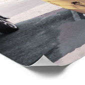 Retro Van met surfplanken op Poster van kuststrand (Hoek)