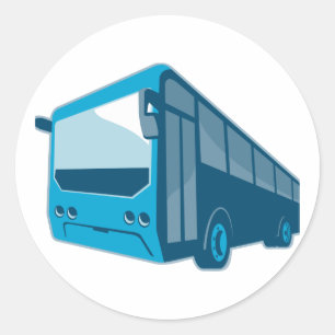 retro van pendelbus ronde sticker