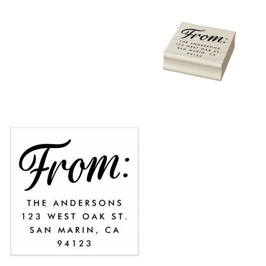 Retro "van" script kerst retour adres rubberstempel (Gestempeld)