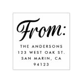 Retro "van" script kerst retour adres rubberstempel (Afrduk)