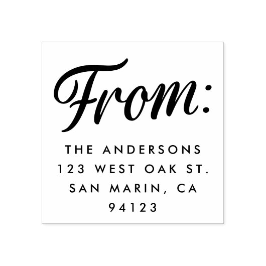 Retro "van" script kerst retour adres rubberstempel (Afrduk)