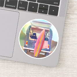 Retro Van Surfboard Beach Californië Vibes Sticker