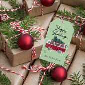 Retro Van Vintage Holiday Cadeaulabel