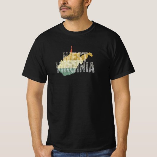  Retro van West-Virginia - Verstoorde kaart T-shirt (Voorkant)