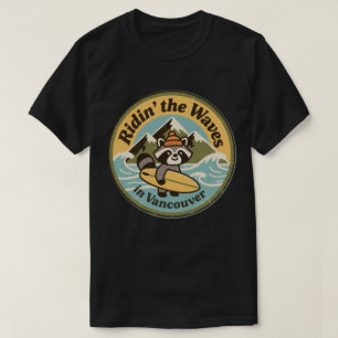 Retro Vancouver Surfende Wasbeer T-shirt