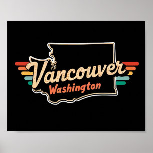 Retro Vancouver Washington State Poster