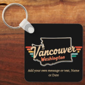Retro Vancouver Washington State Sleutelhanger (Voorkant)
