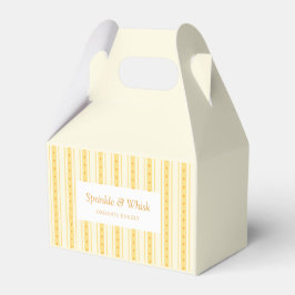 Retro Vanilla Gele Hart Strepen Bakkerij Bedrijf Bedankdoosjes
