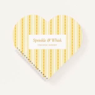 Retro Vanilla Gele Hart Strepen Bakkerij Notitieboek