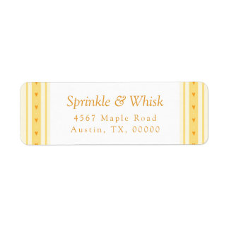 Retro Vanilla Yellow Heart Stripes Bakery Etiket