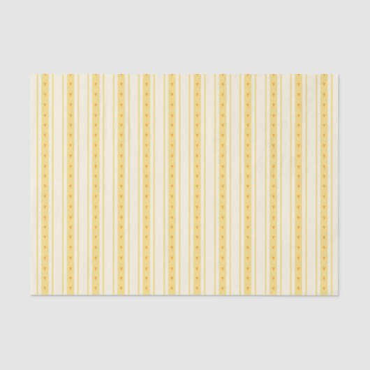 Retro Vanilla Yellow Heart Stripes Bakery Tissuepapier (Voorkant)