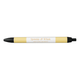 Retro Vanilla Yellow Heart Stripes Bakery Zwarte Inkt Pen