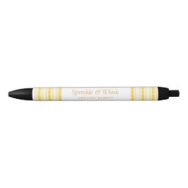 Retro Vanilla Yellow Heart Stripes Bakery Zwarte Inkt Pen