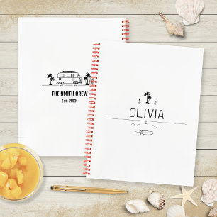 Retro Vanner Leven Zwart en Wit Surfer Road Trip Notitieboek