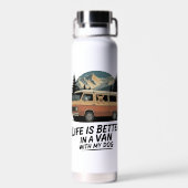 Retro Vannerleven met Hond Bergavontuur Waterfles (Achterkant)