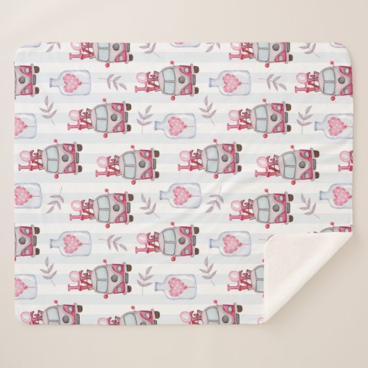 Retro Vans Sherpa Blanket Deken (Voorkant (horizontaal))