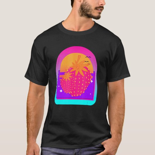 Retro Vaporwave 90s Red Berry Summer Fruit Strawbe T-shirt (Voorkant)