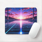 Retro Vaporwave Grid Horizon Anime Muismat (Met muis)