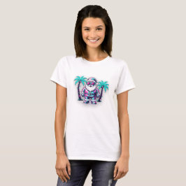 Retro Vaporwave Kerstman • Neon Synthwave Kerstmis T-shirt