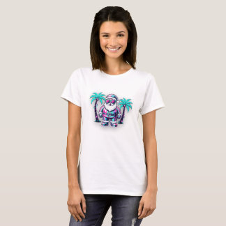 Retro Vaporwave Kerstman • Neon Synthwave Kerstmis T-shirt