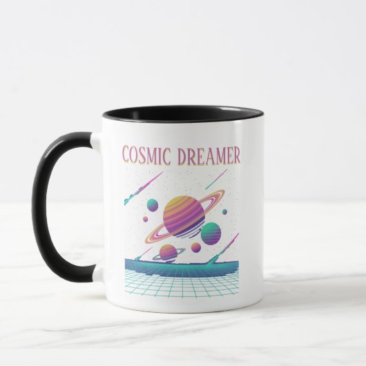 Retro Vaporwave Planeten Synthwave Mok (Links)