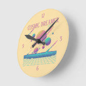 Retro Vaporwave Planets Synthwave Ronde Klok (Hoek)