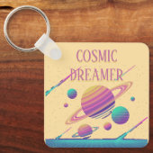 Retro Vaporwave Planets Synthwave Sleutelhanger (Voorkant)