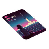 Retro Vaporwave Wetenschap Leerruimte Verkenning Magneet (Rechterzijde)