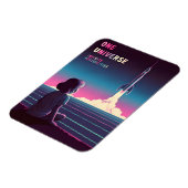 Retro Vaporwave Wetenschap Leerruimte Verkenning Magneet (Linkerzijde)