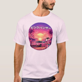 Retro Vaporwave Zonsondergang Auto Esthetiek T-Shi T-shirt