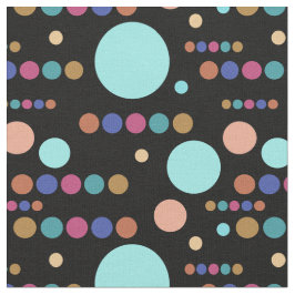 Retro Varied Polka Dots op Black Stof