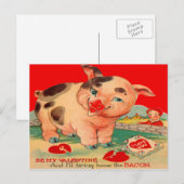 Retro Varken Bacon Valentijn Kaart (Voorkant / Achterkant)