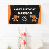Retro Varsity Basketbal Verjaardags Welkomstbanner Spandoek (Insitu)