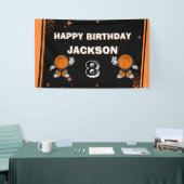 Retro Varsity Basketbal Verjaardags Welkomstbanner Spandoek (Beurs)