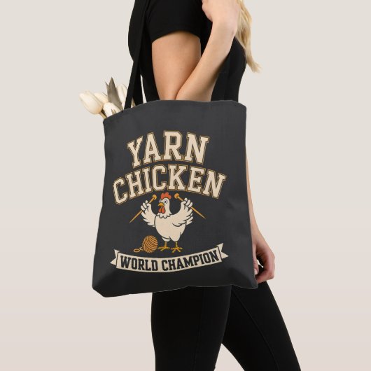 Retro Varsity Garent Kippen Kampioen Projecttas Tote Bag (Dichtbij)