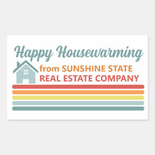 Retro Vastgoedbedrijf Huis Marketing Rechthoekige Sticker